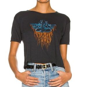 Boys Lie Ask me if I care slub tee charcoal Crop Top Revolve Blue Orange Graphic